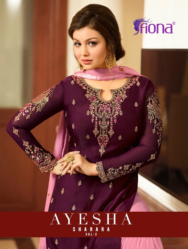 Fiona Ayesha Sharara Vol 2 Designer Party Wear Satin Georgette Dresses Online Dealer