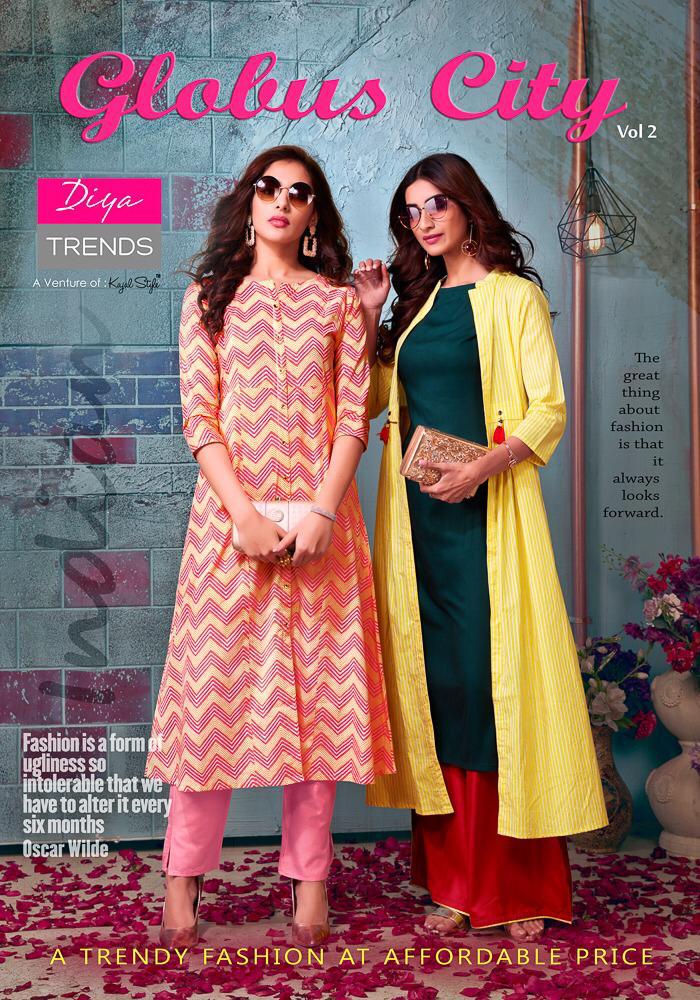 Diya Trendz Globus City Vol 2 Kurti Pant Shrug Wholesale Rate