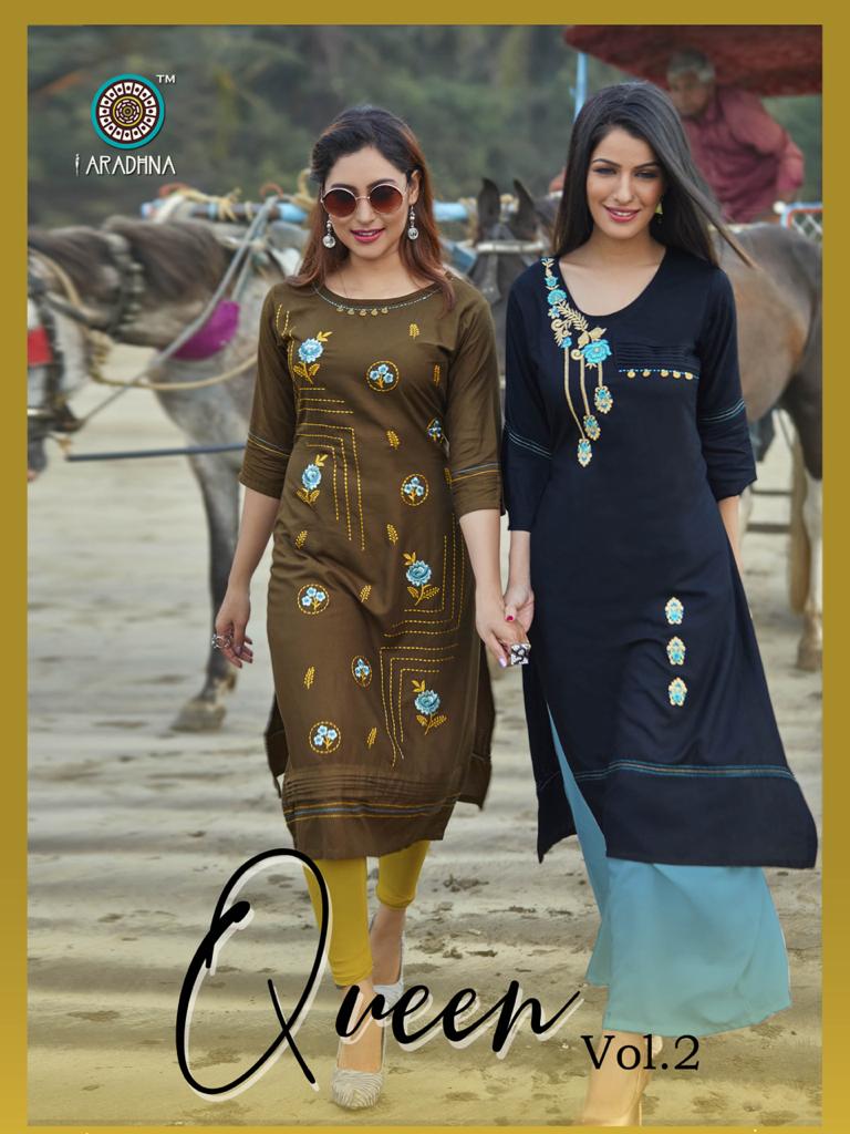 Aradhna Queen Vol 2 Straight Daily Wear Kurti Wholesale Rate