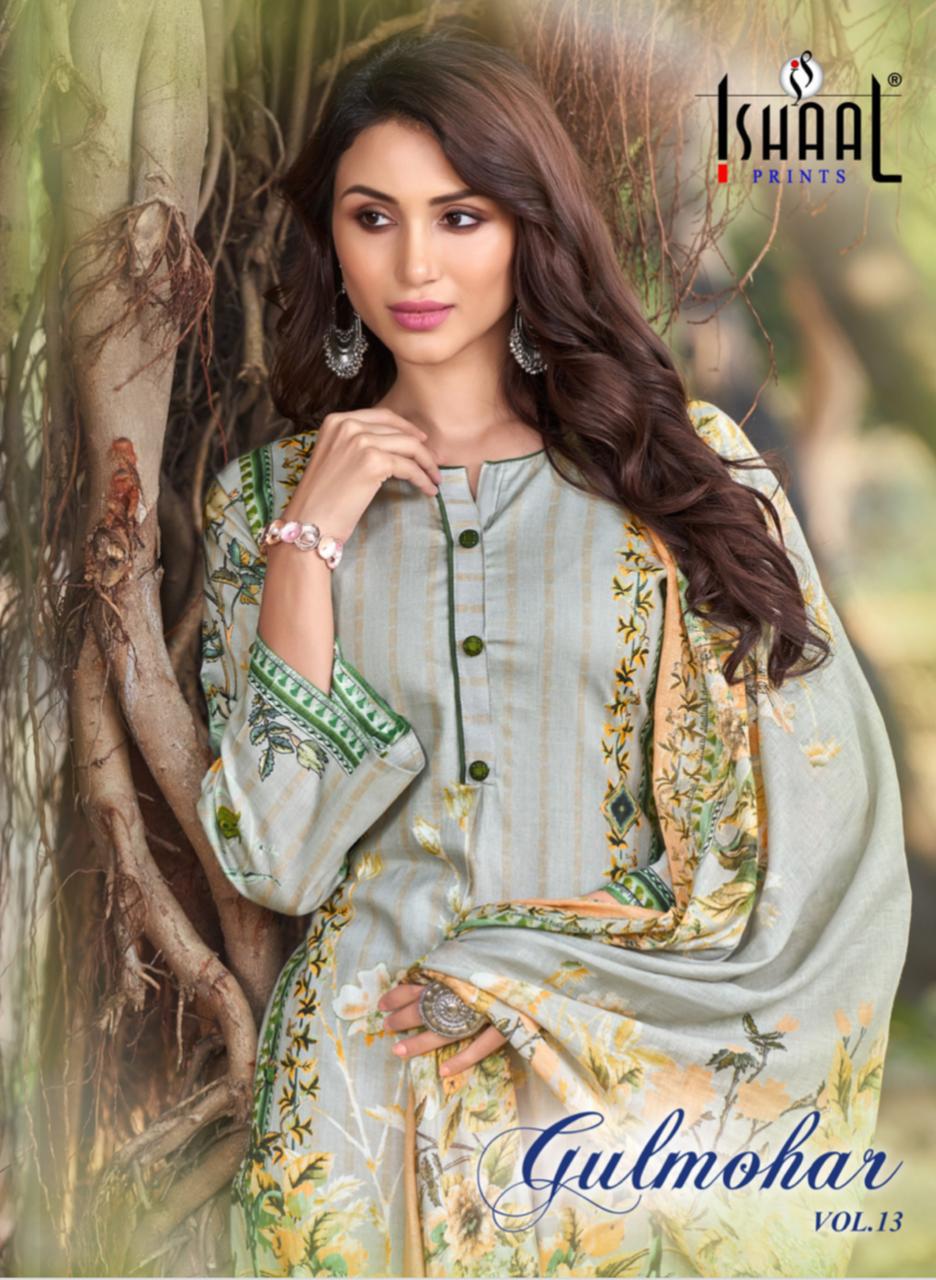 Ishaal Prints Gulmohar Vol 13 Lawn Cotton Mal Mal Dupatta Wholesale Rate Dealer From Surat