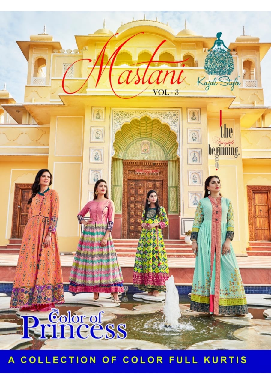 Kajal Style Mastani Vol 3 Long Flair Gown Kurti Wholesale Rate