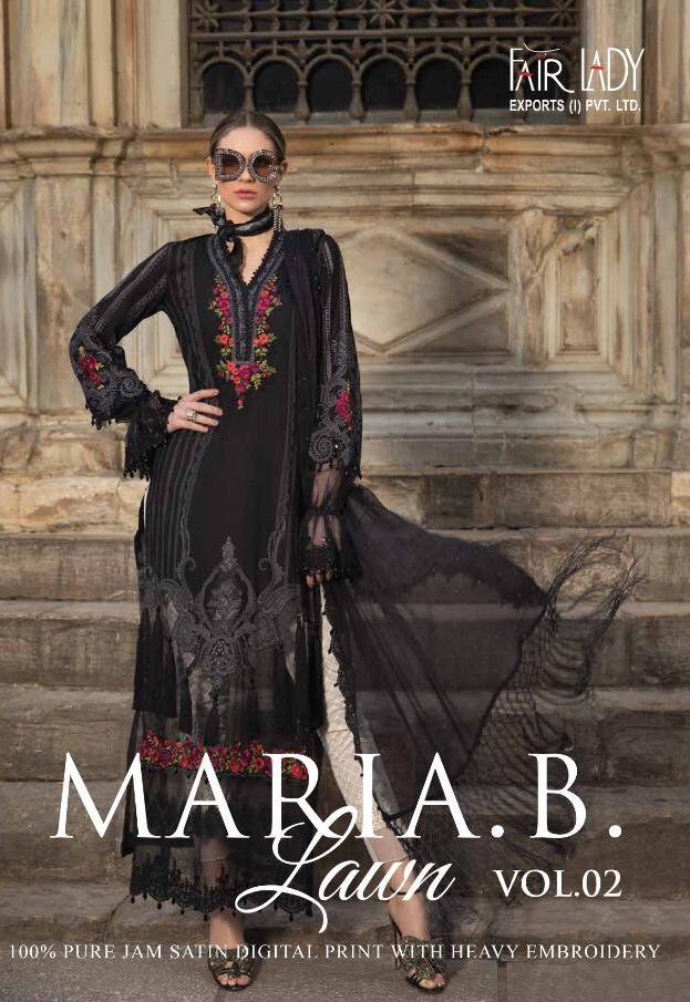 Fairlady Presents Maria B Lawn Vol 2 Jamsatin With Digital Print Salwar Suit Wholesale Dealer
