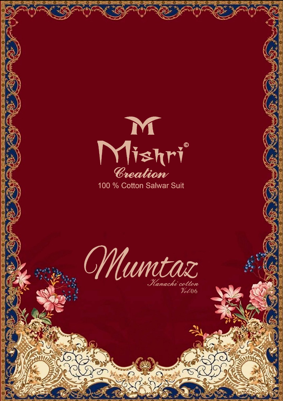 Mishari Creation Presents Mumtaz Vol 6 Cotton Fabric Designer Salwar Suit Wholesale Dealer