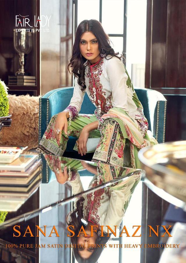 Fair Lady Sana Safinaz Nx Hit Designs Jam Satin Fabric With Heavy Embroidery Work Salwar Suit Wholesale Dealer