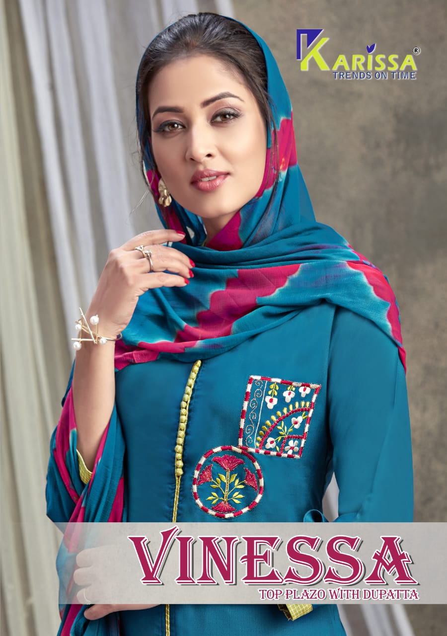 Karissa Presents Vinessa Fancy Wear Kurti With Plazzo 3 Pice Concept