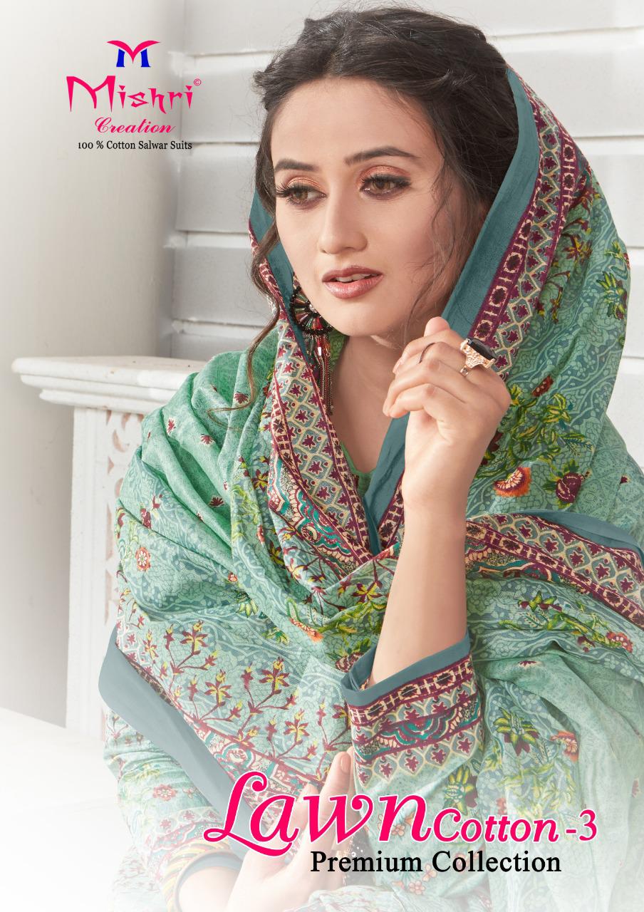 Mishri Collection Lawn Cotton Vol 3 Karachi Beautiful Fancy Stylish Colorful Suit Best Dealer