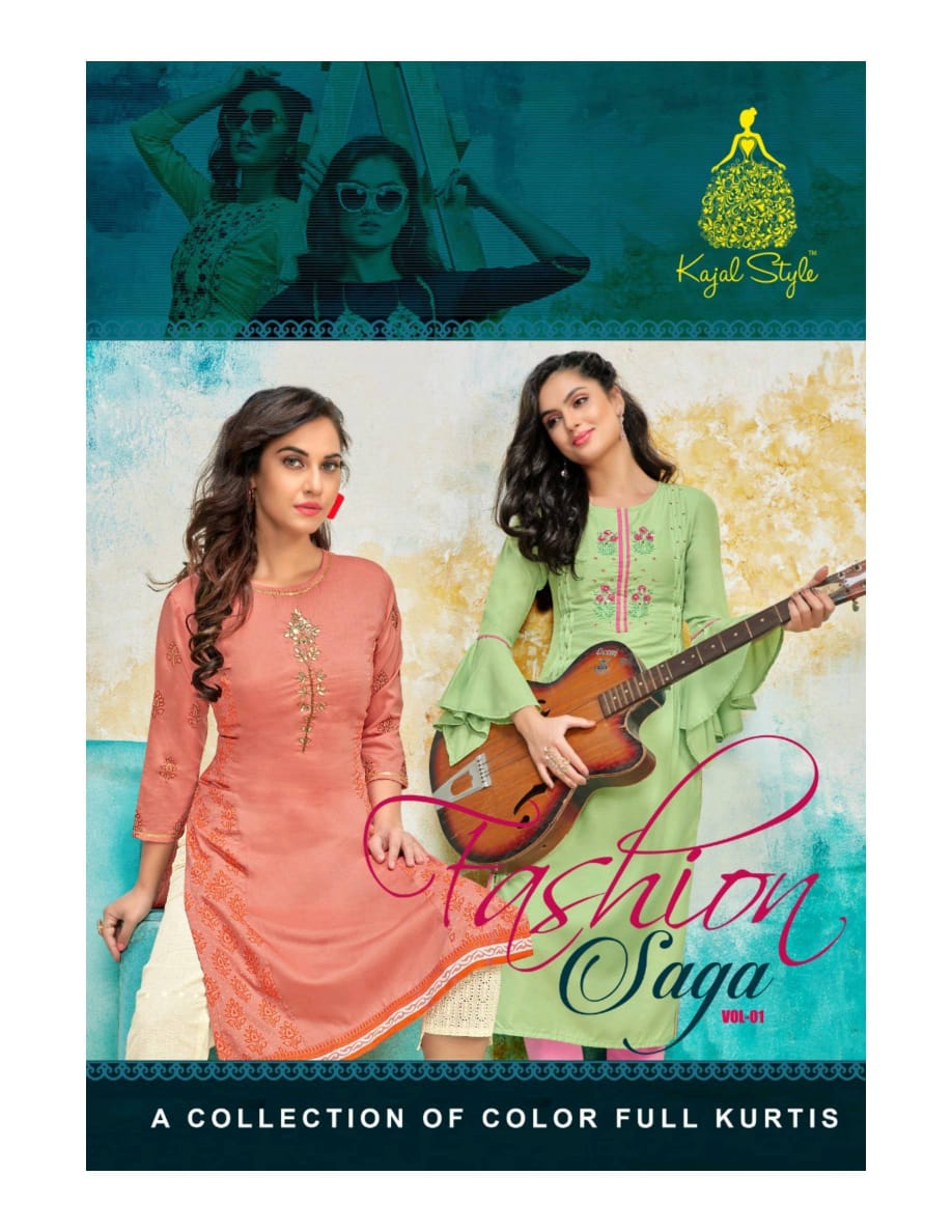 Kajal Style Launches New Series Fashion Saga Vol 1 Maslin Fabric With Fancy Work Kurti
