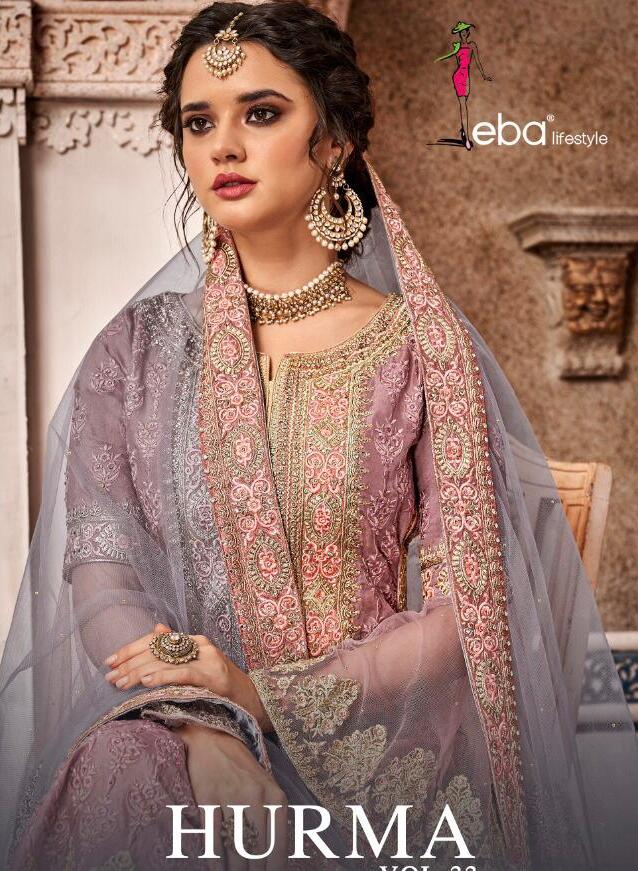Eba Lifestyle Presents Hurma Vol 33  Foux Georgette With Embroiery Work With Daimond Kurti With Plazoo