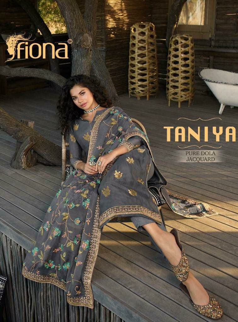 Fiona Launched Taniya Nx Fabric Dola Jquard With Embroidery Work Salwar Suits