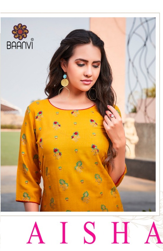 Baanvi R Studio Launched Aisha Vol 1 Rayon Slub With Hand Work Designer Kurtis