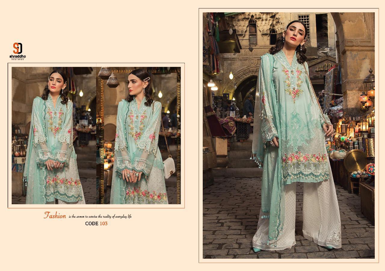 Shraddha Designer Presents Mariya B Lawn Fabric Lawn Cotton With Heavy Embroidery Salwar Kameez
