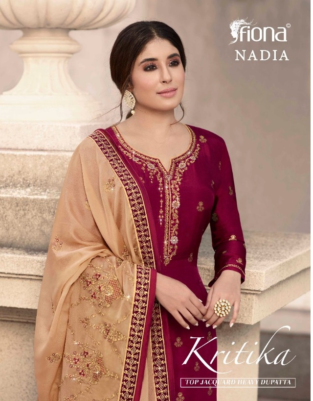 Fiona Nadia Launched Kritika Pure Dola Minakari Jacquard With Handwork Salwar Kameez