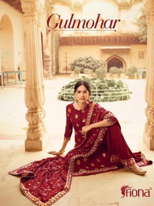 Fiona Presents Gulmohar Pure Dola Jacquard With Hand Work Salwar Suits