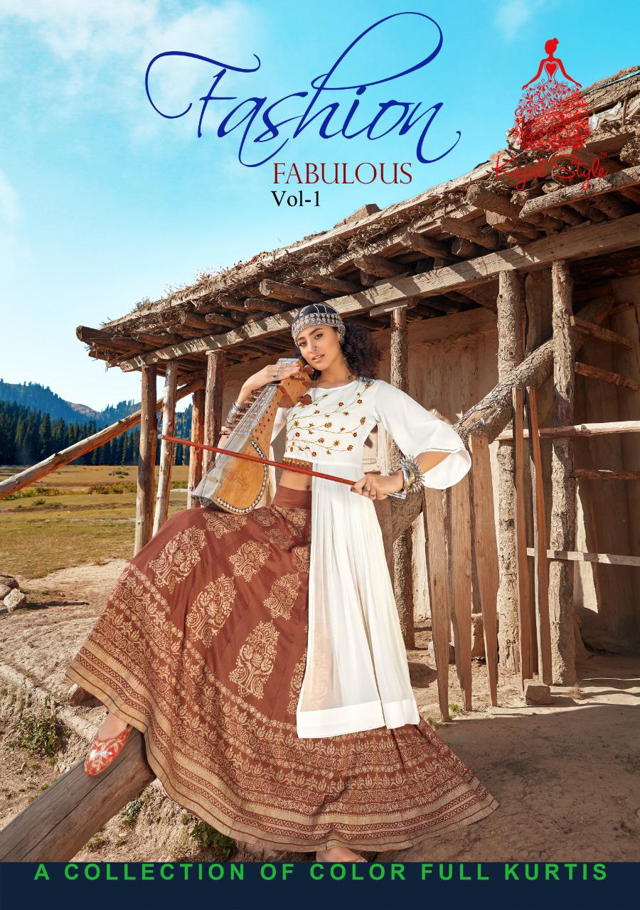 Kajal Style Presents Fashion Fabulous Vol 1 Heavy Rayon With Fancy Embroidery Work Readymade Dress