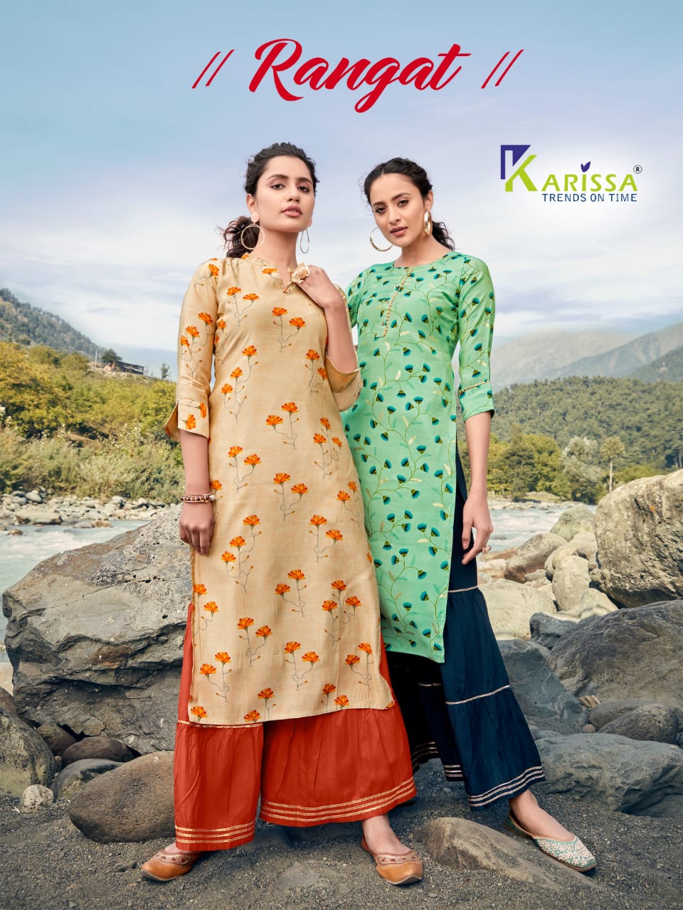Karissa Launched Rangat Heavy Maslin Modal Silk Fancy Designer Kurtis With Sharara
