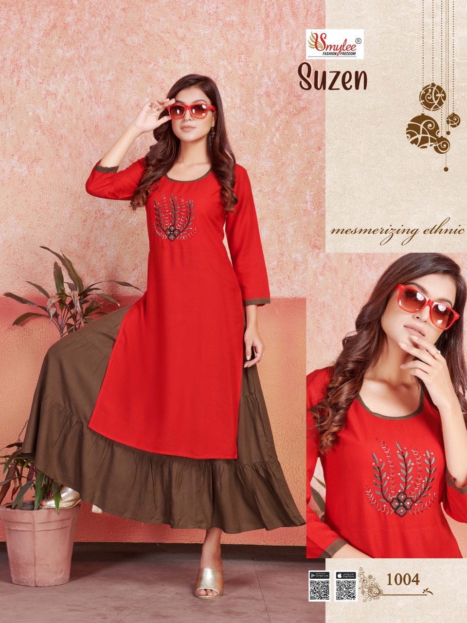 Smylee Fashion Present Suzen Heavy Rayon With Embroidery Work Kurtis