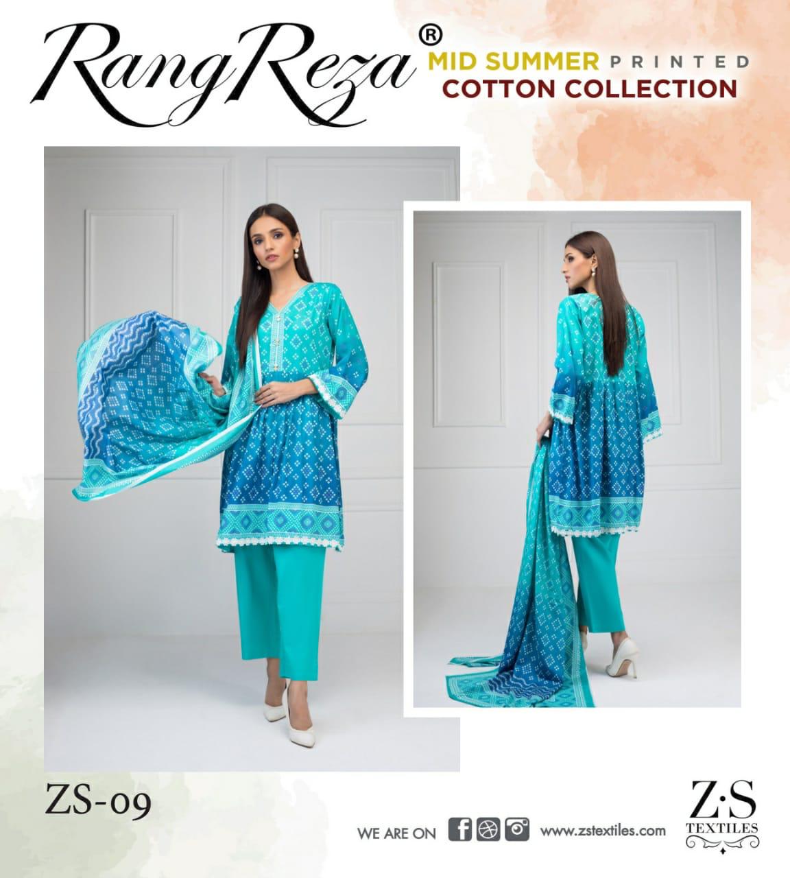Zs Textile Launched Rang Reza Cotton Vol 1 Pure Cotton Salwar Suits