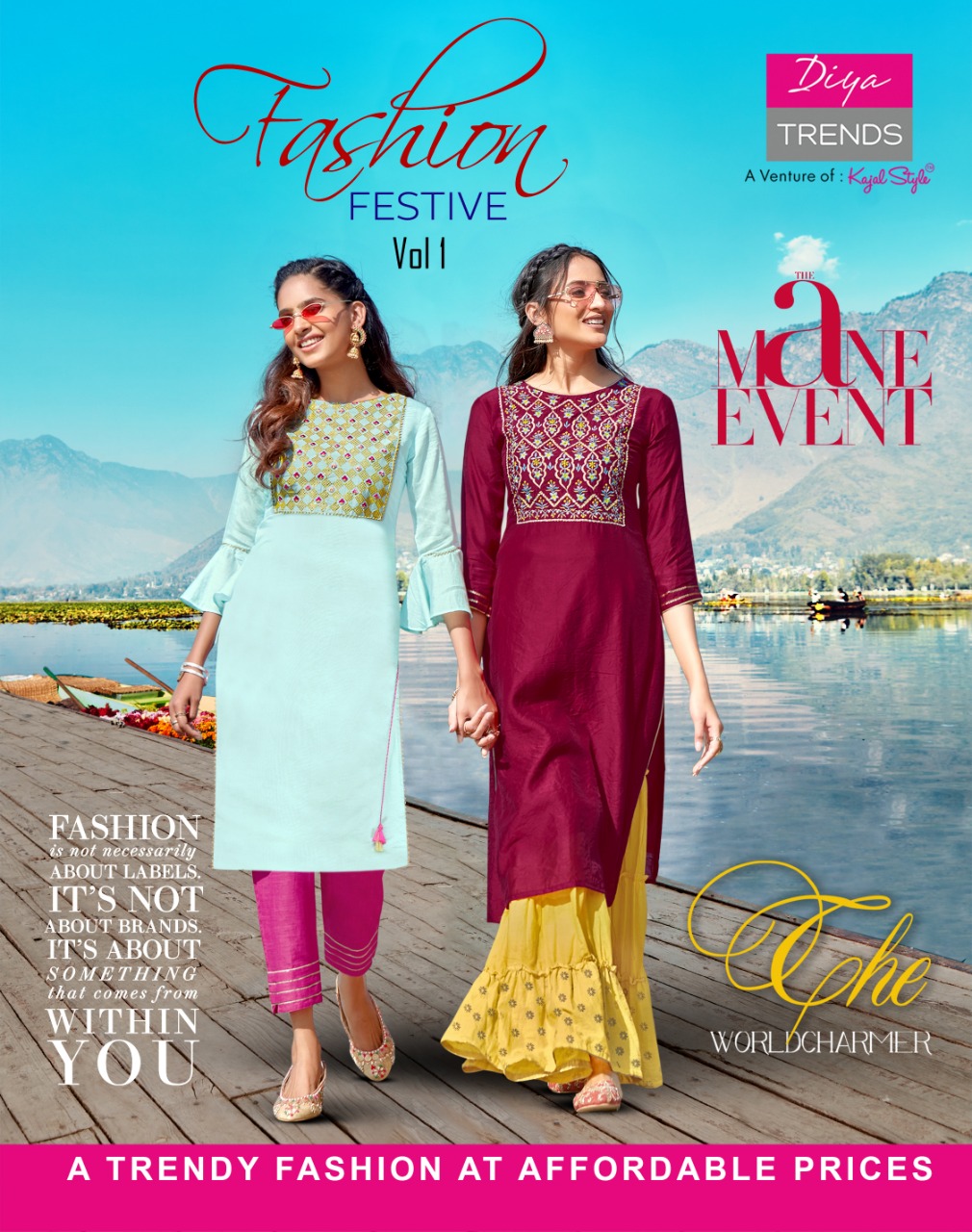 Diya Trendz F Festive Vol 1 Fancy Embroidery Work Kurti Wholesale Rate