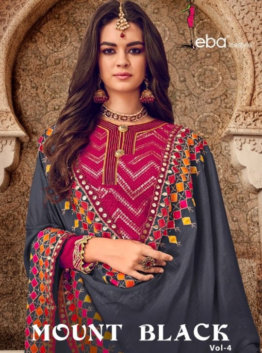 Eba Lifestyle Launched Mount Black Vol 4 Pure Semi With Heavy Embroidery Salwar Kameez