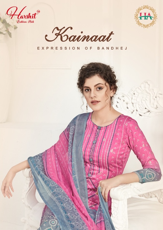 Harshit Fashion Hub Presents Kainaat Jam Cotton Bandhani Style Print With Foil Work Salwar Suits Wholesaler At Surat