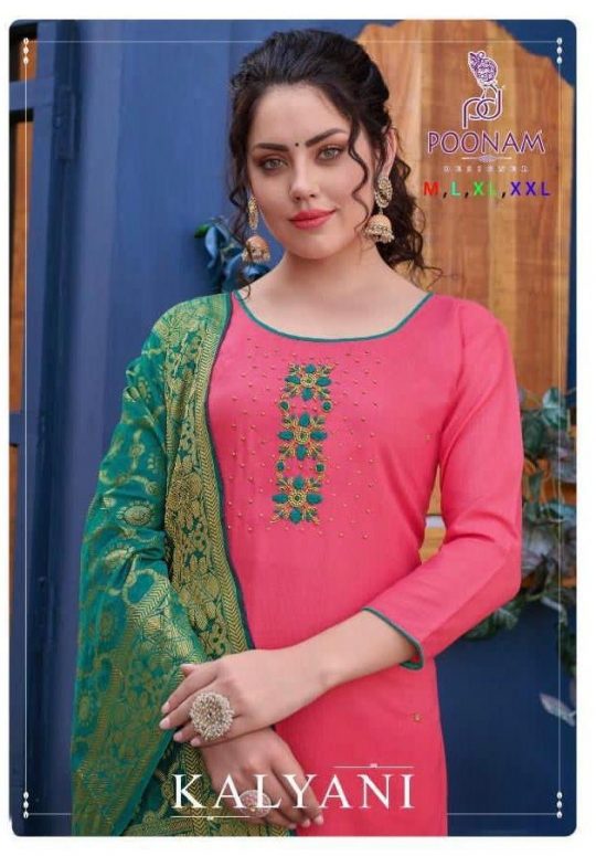 Poonam Designer Presents Kalyani Heavy Cotton Slub With Handwork Kurtis Wholesale Delar Surat