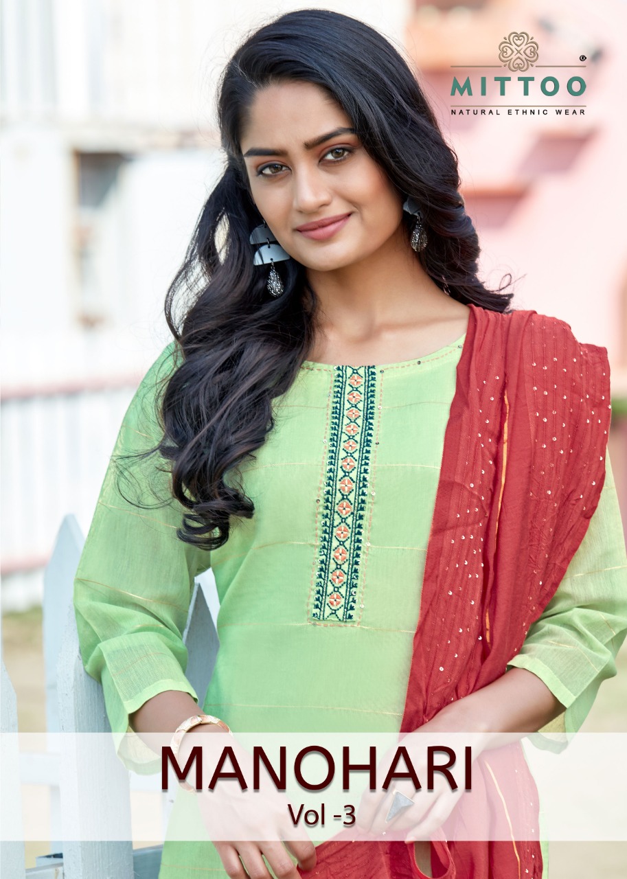 Mittoo Launched Manohari Vol 3 Chanderi Jacquard Casual Wear Kurtis With Bottoms Whoesale Dealer Surat