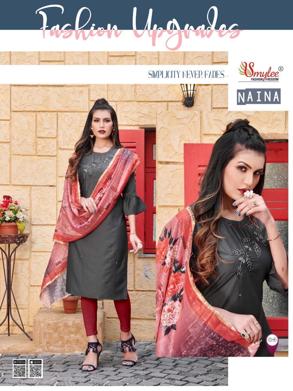Smylee Fashion Launched Naina Heavy Silk With Manual Embroidery Work Kurtis Wholesale Dealer Surat