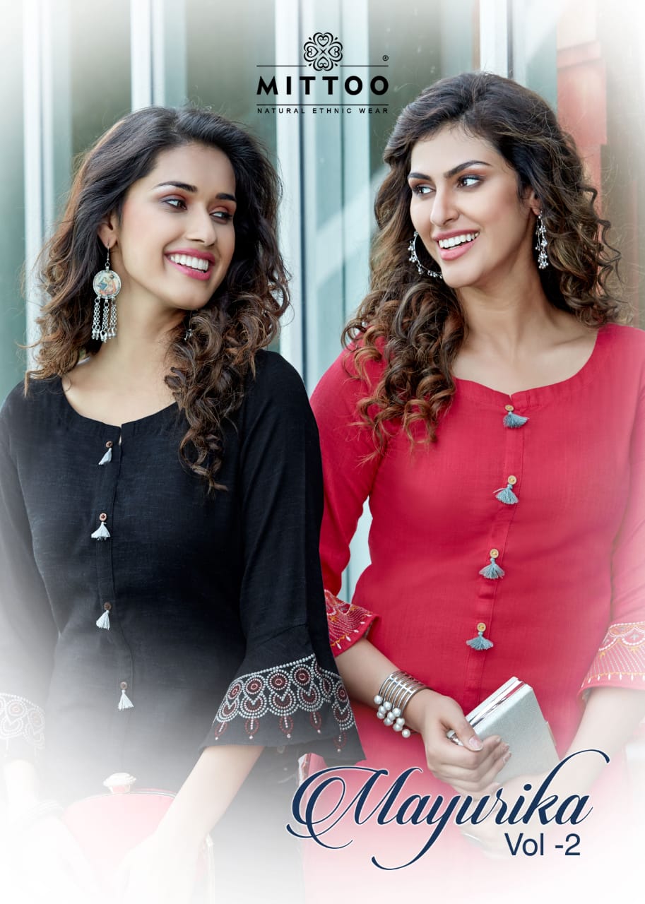 Mittoo Launched Mayurika Vol 2 Rayon Viscose Two Tone Casual Wear Kurtis Wholesale Dealer Surat