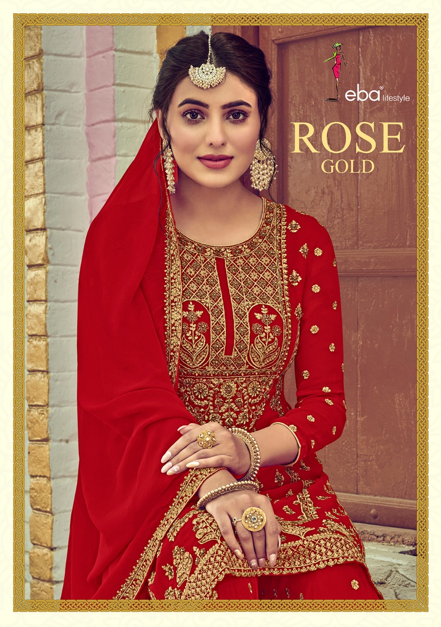Eba Lifestyle Launched Rose Gold Fox Georgette With Embroidery Daimond Work Pakistani Suits Wholesale Dealer Surat