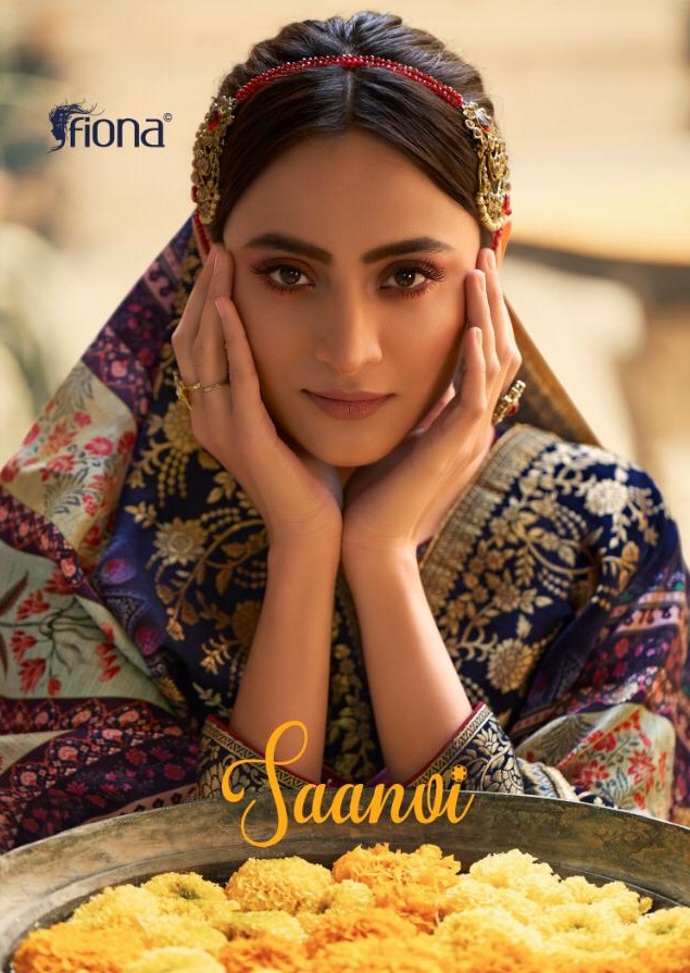Fiona Launched Saanvi Pure Dola Jacquard Digital Print Fancy Designer Salwar Suits Wholesale Dealer Surat