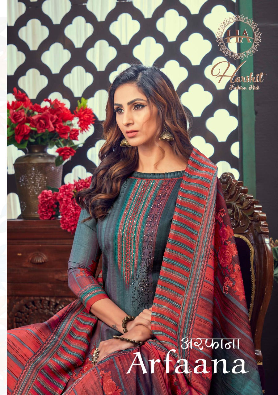 Harshit Fashion Hub Launched Arfaana Pure Cotton Digital Print With Swarovski Daimond Work Salwar Suits Wholesaler Surat