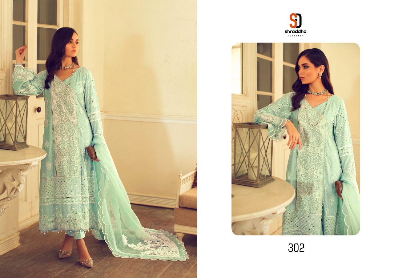 Shraddha Designer Launched Sana Safina Vol 3 Cambric Cotton With Heavy Embroidery Chicken Work Pakistani Suits Wholesaler Surat