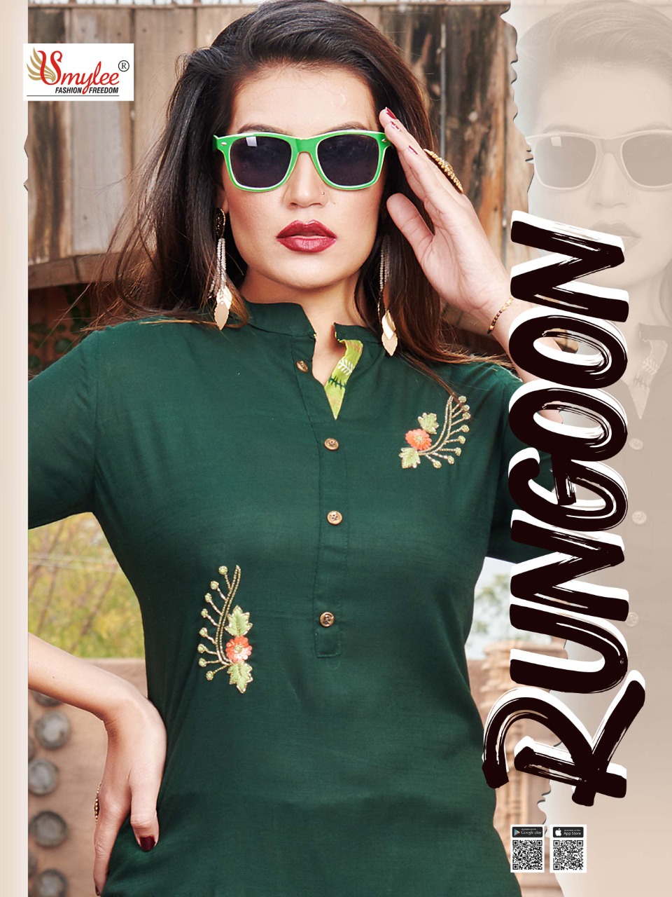 Smylee Fashion Launched Rungoon Heavy Plain Rayon With Hand Work Kurtis Wholesale Dealer Surat