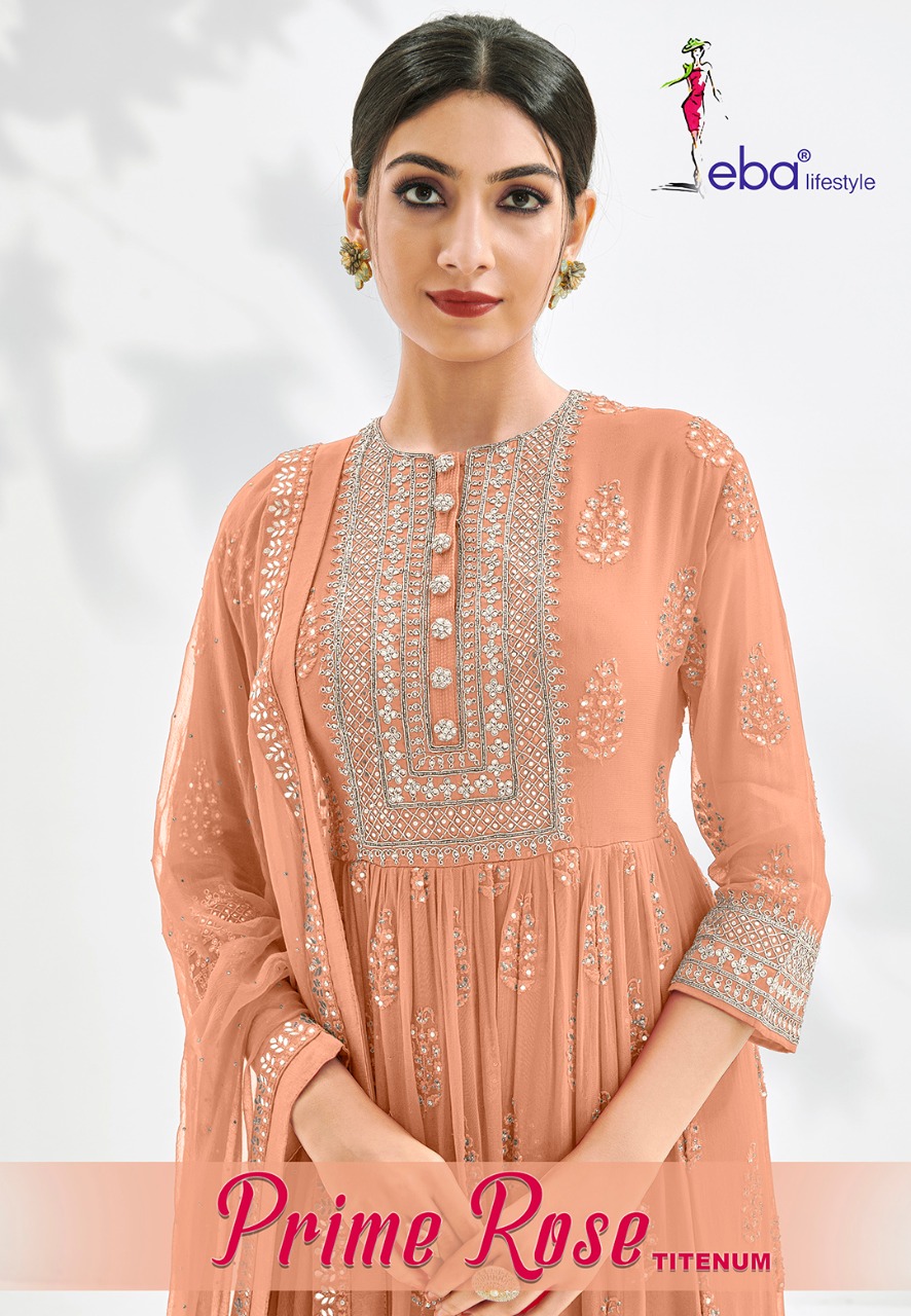 Eba Lifestyle Launched Prime Rose Titenum Pure Georgette With Heavy Embroidery Work Salwar Kameez Wholesale Dealer Surat