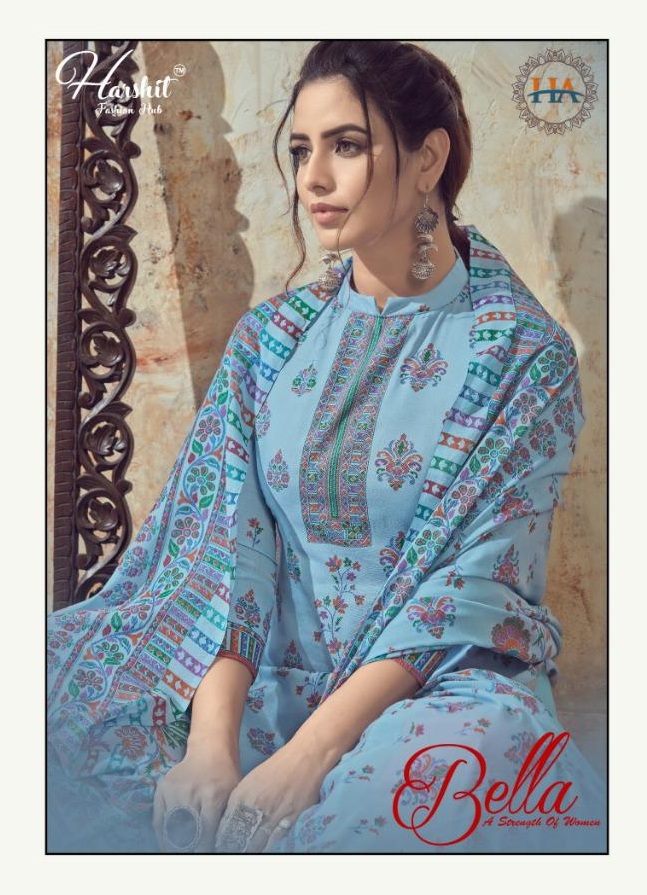 Harshit Fashion Hub Launched Bella Pure Cotton Digital Style Print Dress Material Salwar Suits Wholesale Dealer Surat