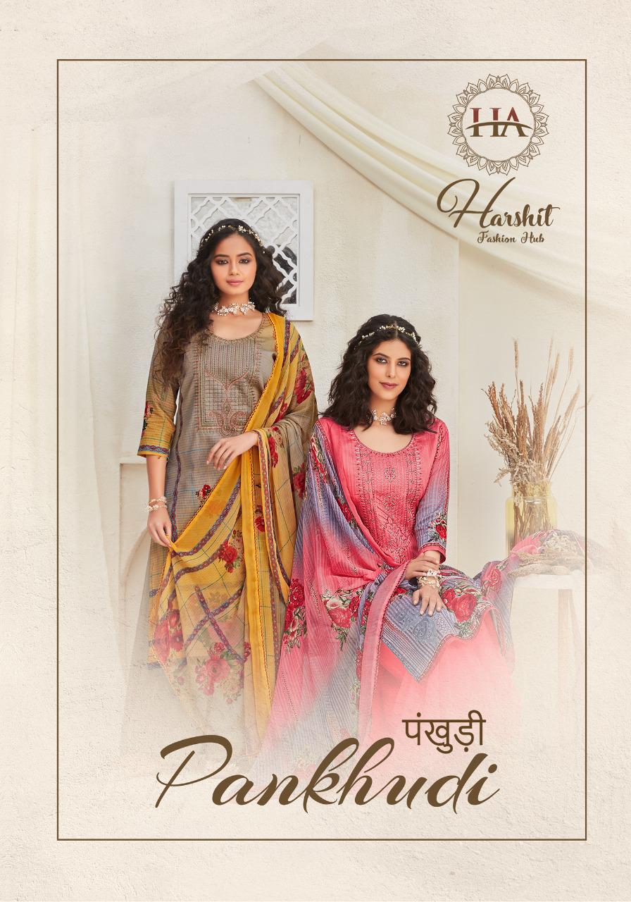 Harshit Fashion Hub Pankhudi Pure Jam Print With Kashmiri Embroidery Swarovski Work Salwar Suits Wholesale Dealer Surat