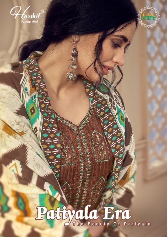 Harshit Fashion Hub Launched Patiyala Era Pure Cotton Print With Embroidery Swarovski Daimond Work Salwar Suits Wholesaler Surat
