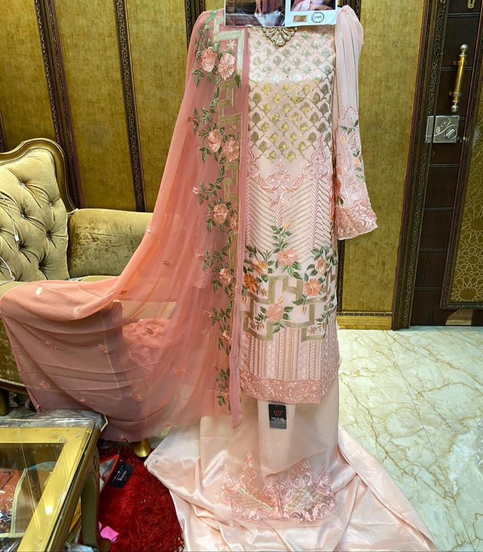 Hoor Tex Super Hit Design 15005 Fox Georgette With Embroidery  Work Pakistani Style Eid Collection Salwar Suit Wholesale Dealer Surat