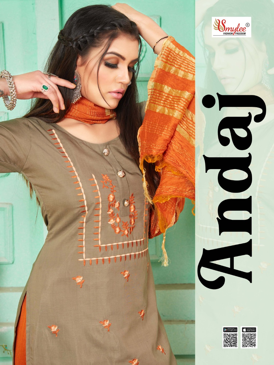 Smylee Fashion Presents Andaj Heavy Maslin Fabric With Embroidery Work Kurtis And Plazzo Wholesale Dealer Surat