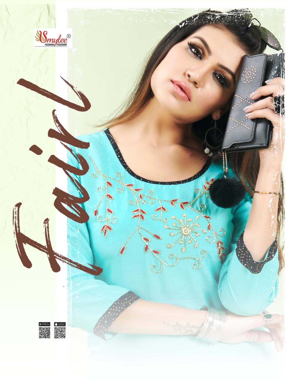Smylee Fashion Presents Fairl Heavy Rayon With Embroidery Hand Work Kurtis And Bottoms Wholesale Dealer Surat