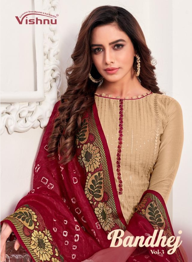 Vishnu Impex Presents Bandhej Vol 3 Modal Silk With Embroidery Work Dress Material Suits Wholesale Dealer Surat