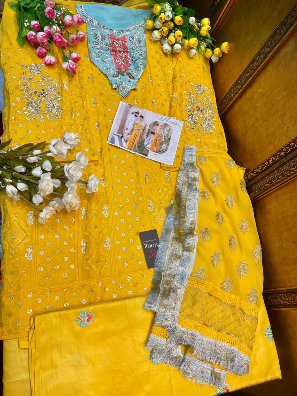 Hoor Tex Super Hit Design 19008 Eid Collection Heavy Fox Georgette With Embroidery Work Salwar Kameez Wholesale Dealer Surat