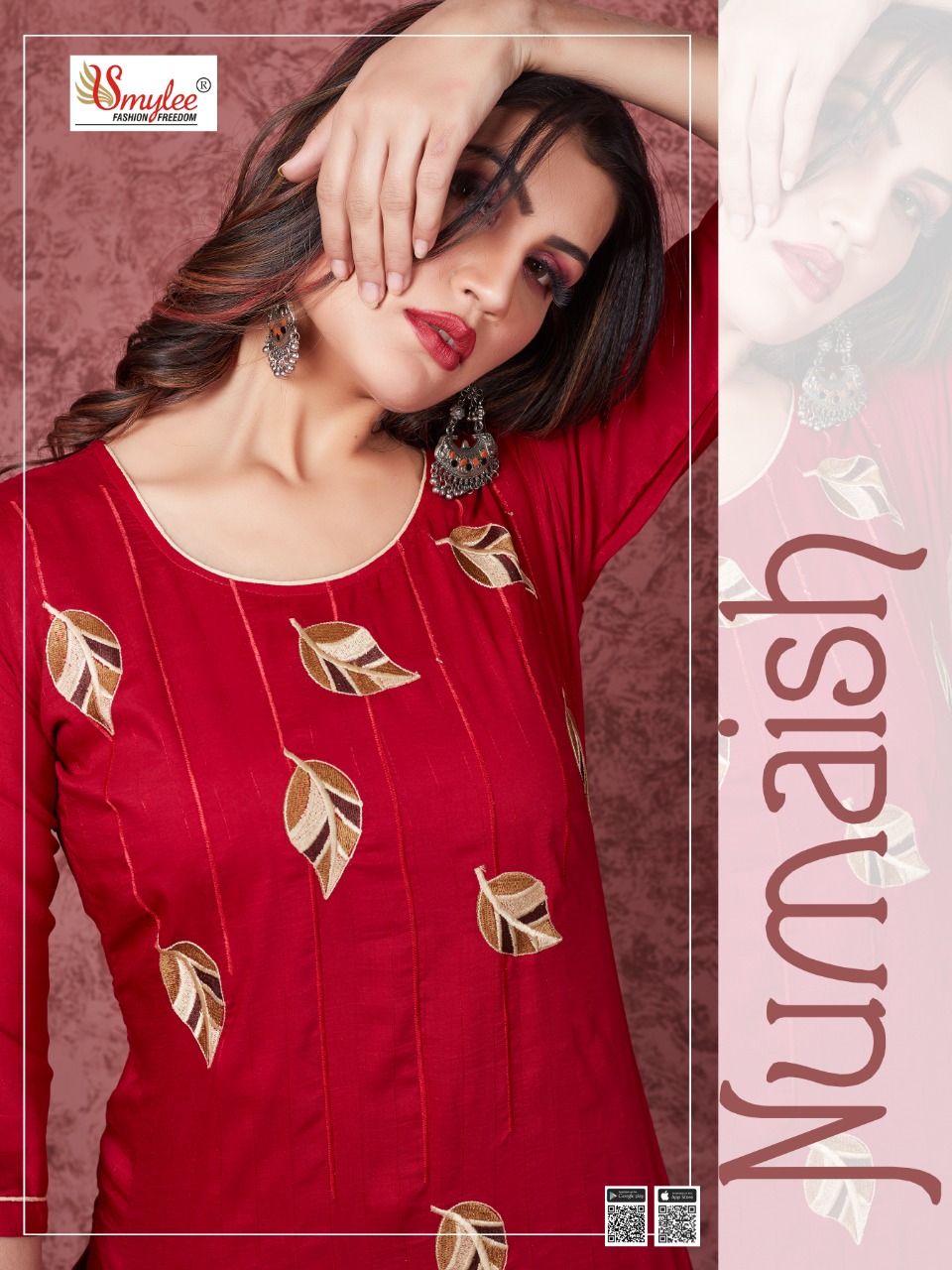 Smylee Fashion Numaish Heavy Silk Weving Lining With Manual Embroidery Work Long Straight Type Casual Wear Kurtis Wholesaler Surat