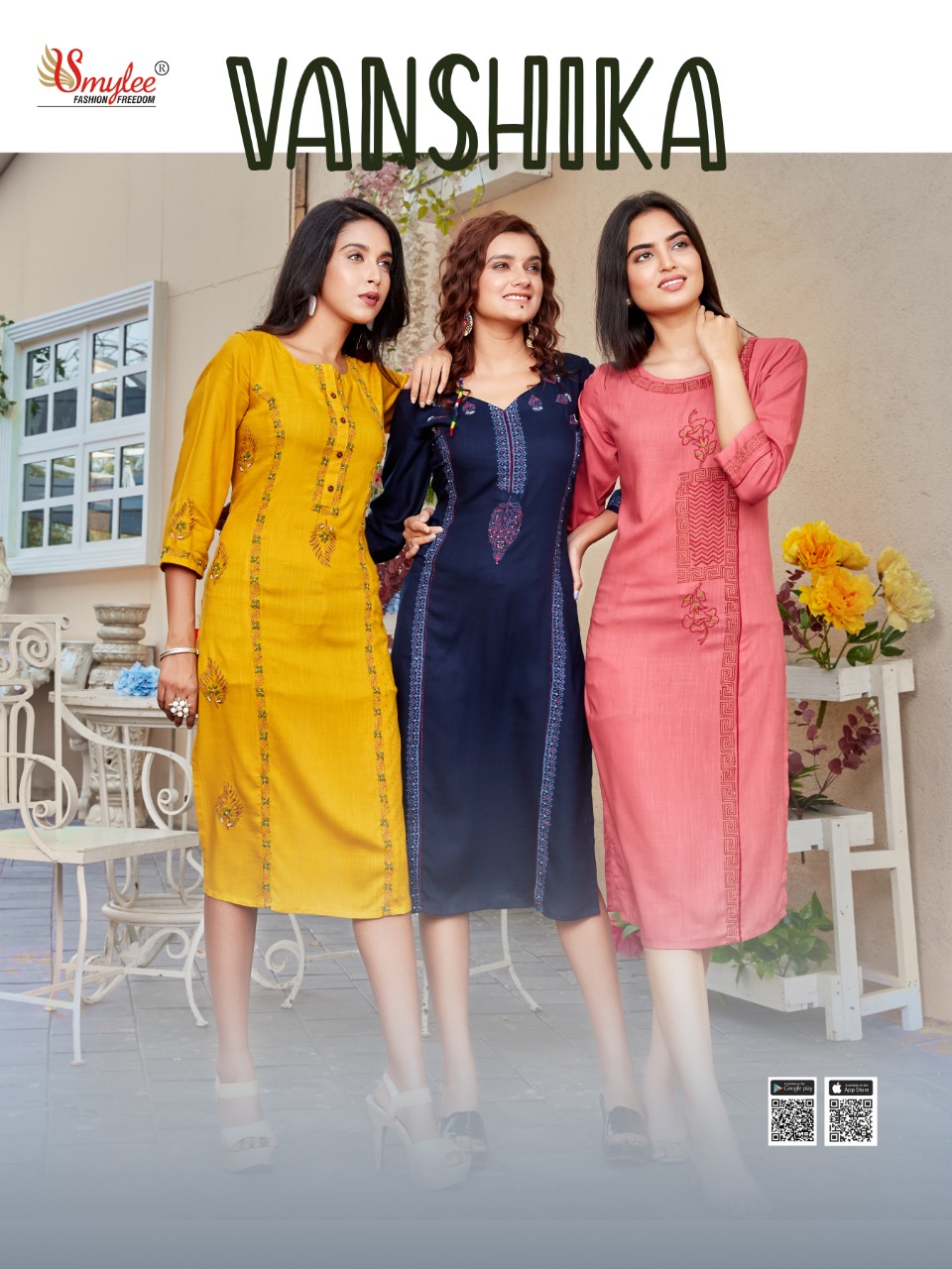 Smylee Fashion Vanshika Heavy Slub Rayon Screen Print With Manual Handwork Casual Wear Kurtis Wholesale Dealer Surat