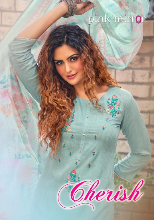 Pink Mirror Cherish Pure Viscose With Embroidery Work Fancy Casual Wear Ready Made Salwar Suits Wholesale Dealer Surat