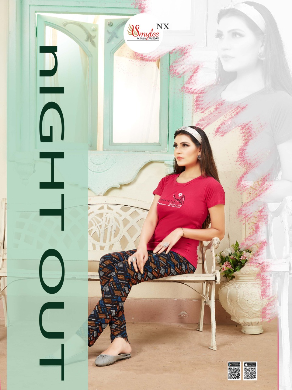 Smylee Fashion Nx Night Out Procian Discharge Print With Sinker Hosiery Night Suits At Lawest Price Wholesale Dealer Surat