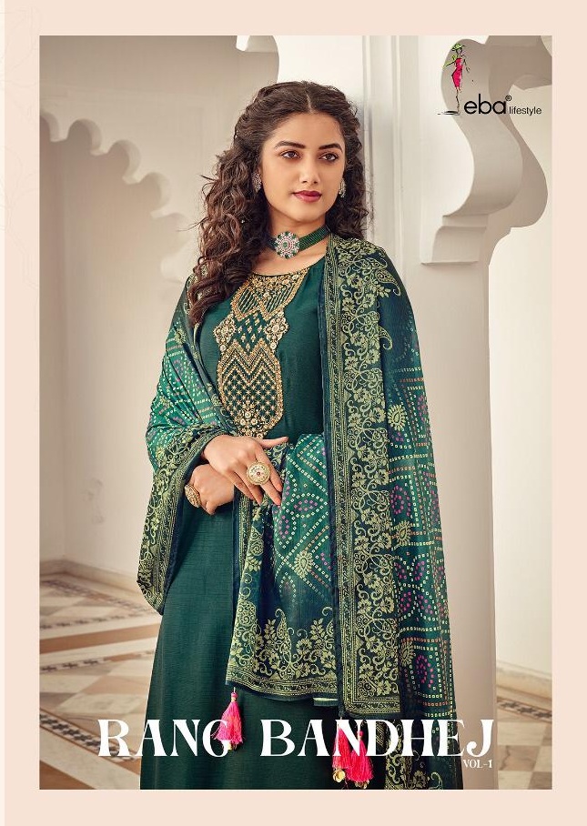 Eba Lifestyle Rang Bandhej Heavy Chinon With Embroidery Work Pakistani Style Salwar Kameez Wholesale Dealer Surat