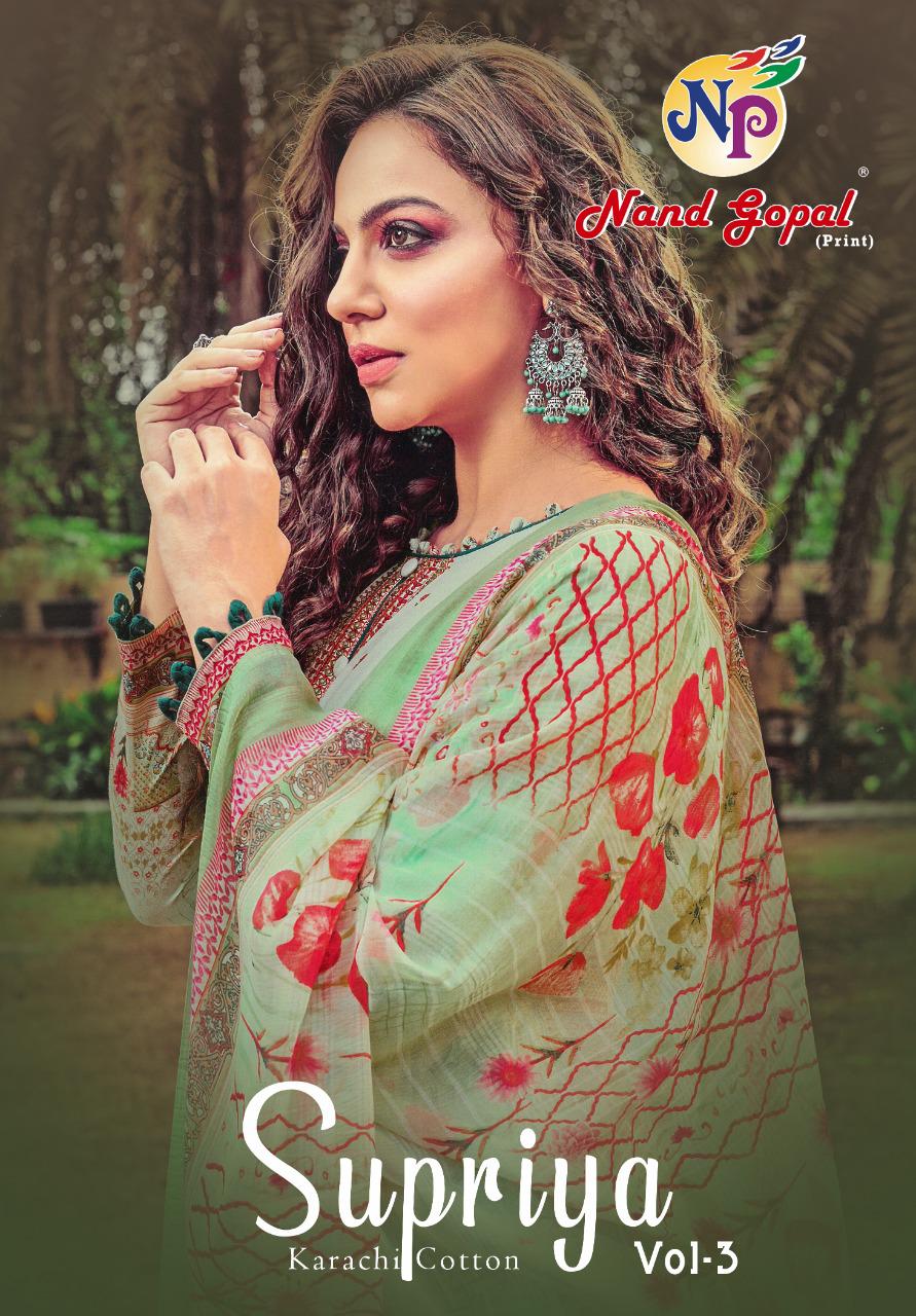 Nand Gopal Supriya Vol 3 Heavy Pure Cotton With Karachi Print Dress Material Salwar Suits Wholesale Dealer Surat
