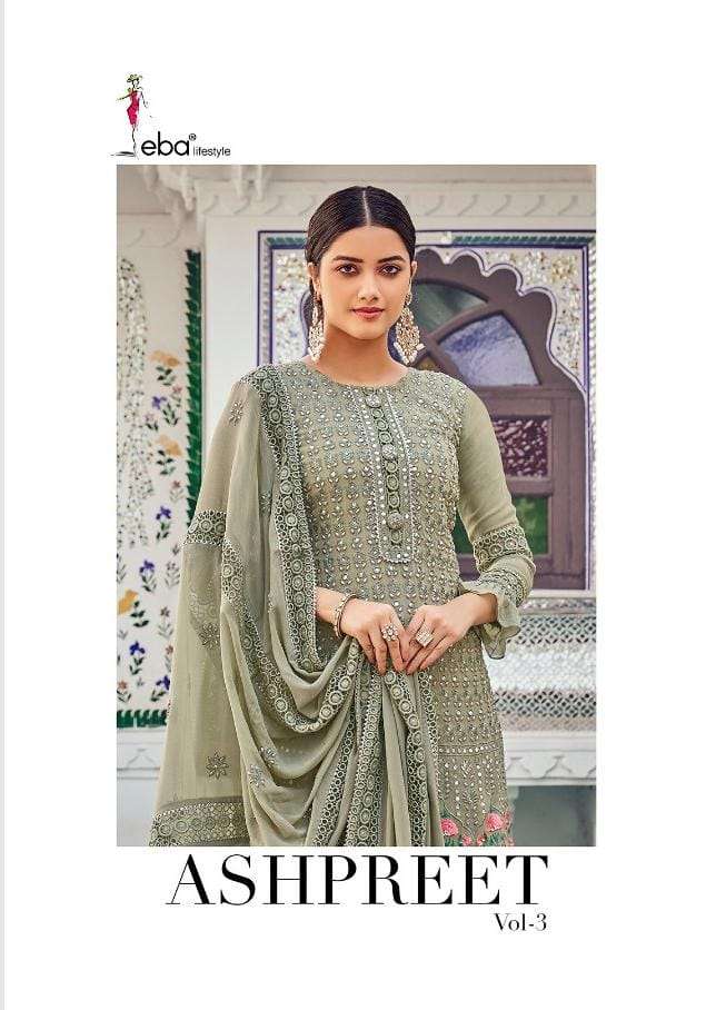 Eba Lifestyle Ashpreet Vol 3 Fox Georgette With Heavy Embroidery Work Pakistani Style Salwar Kameez Wholesale Dealer Surat