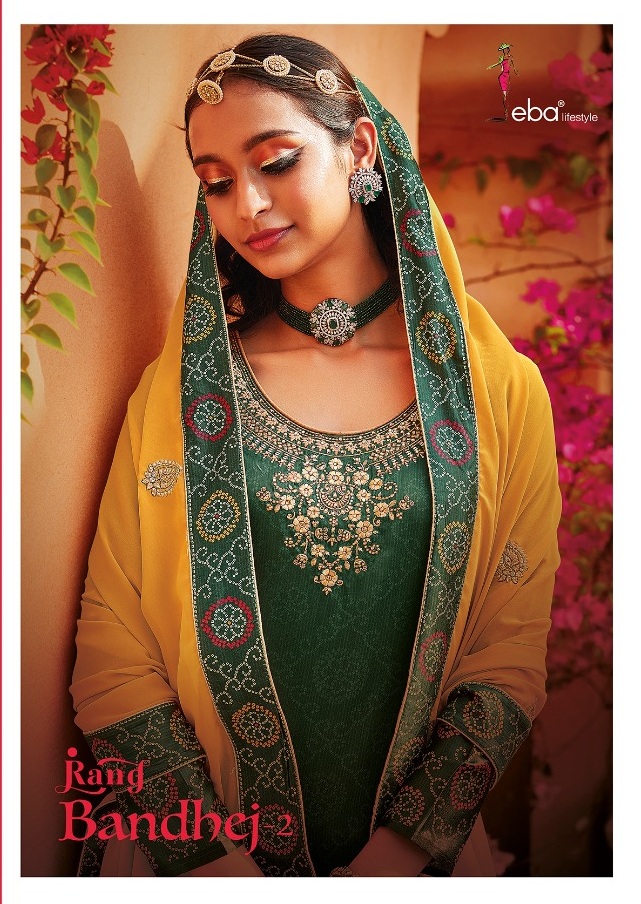 Eba Lifestyle Rang Bandhej Vol 2 Heavy Satin Digital Print With Embroidery Work Salwar Suits Wholesale Dealer Surat